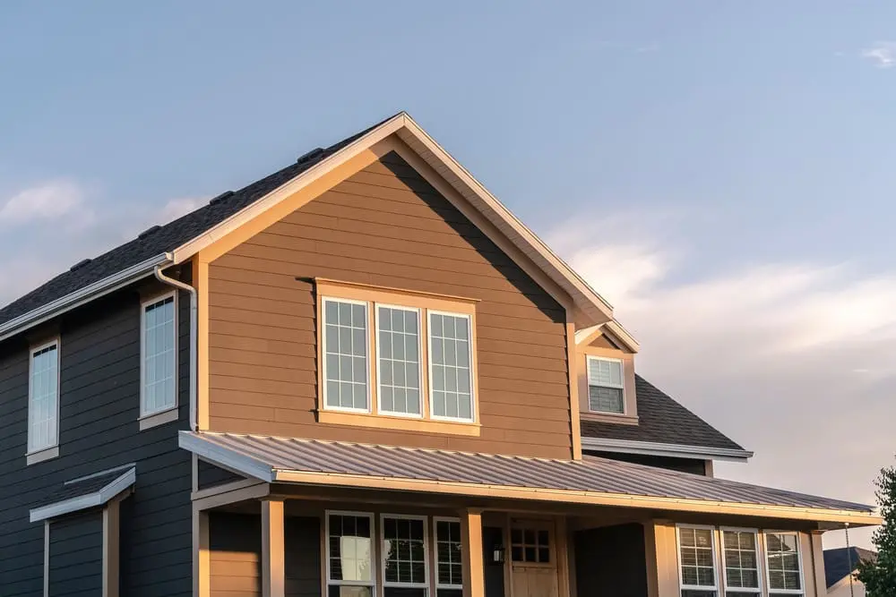 Two-story home with newly installed fiber cement siding