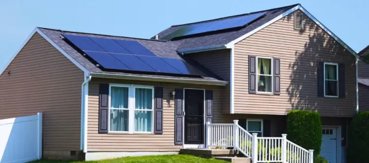 House with solar panels on roof